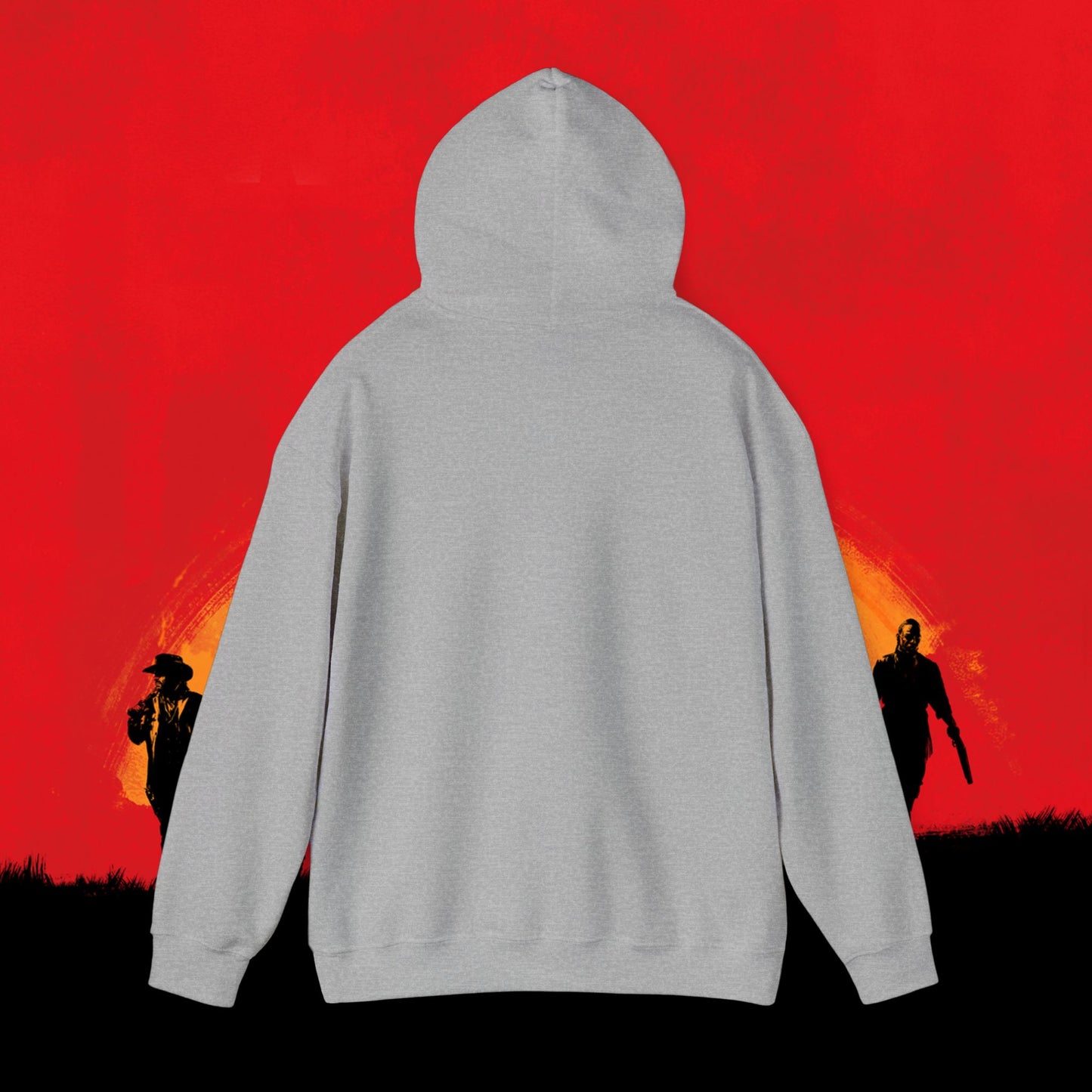 Cowboy Red Dead Redemption Vault Boy Fallout Funny Meme Cartoon Mashup Unisex Heavy Blend Hooded Sweatshirt Sweatshirts Fallout Red Dead Redemption Vault Boy Video Games Printify