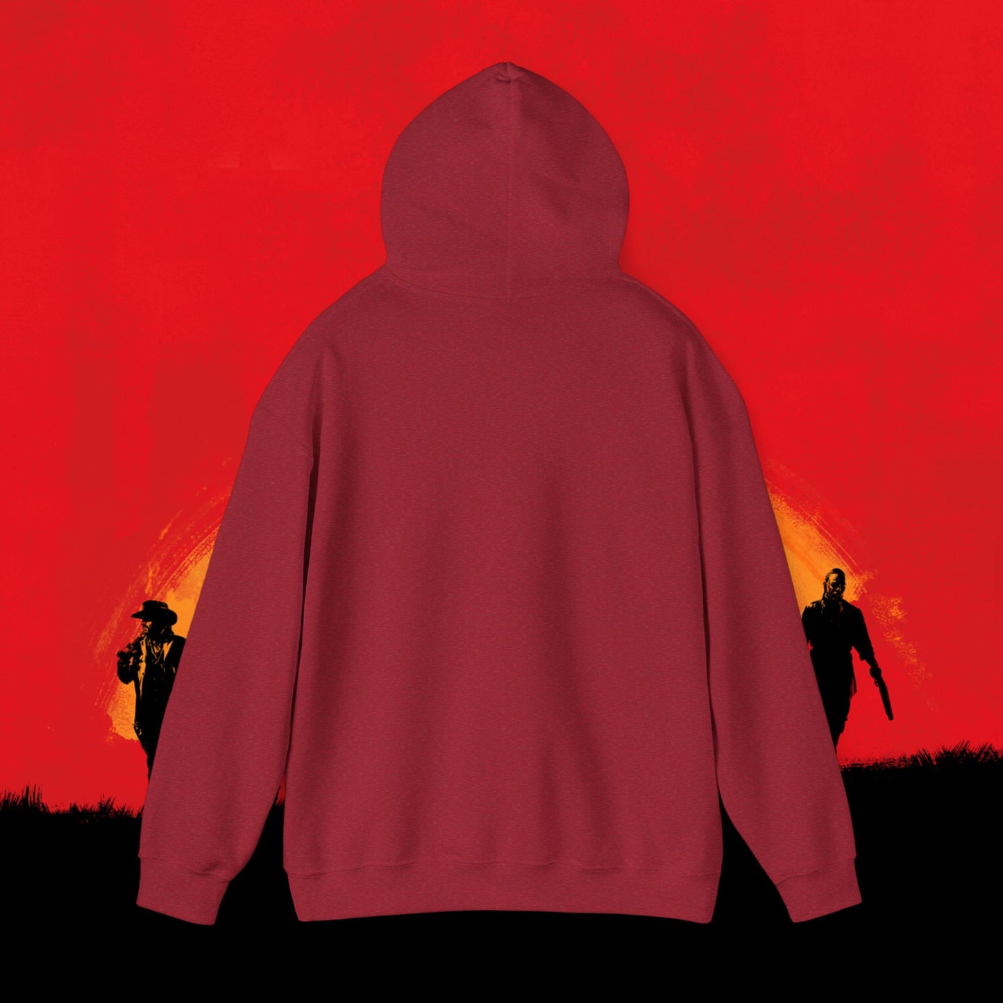 Cowboy Red Dead Redemption Vault Boy Fallout Funny Meme Cartoon Mashup Unisex Heavy Blend Hooded Sweatshirt Sweatshirts Fallout Red Dead Redemption Vault Boy Video Games Printify