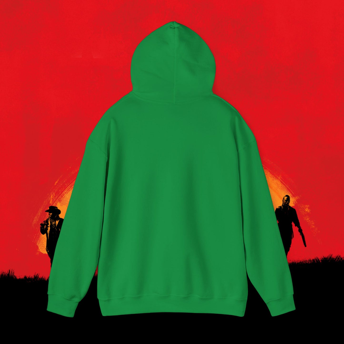Cowboy Red Dead Redemption Vault Boy Fallout Funny Meme Cartoon Mashup Unisex Heavy Blend Hooded Sweatshirt Sweatshirts Fallout Red Dead Redemption Vault Boy Video Games Printify