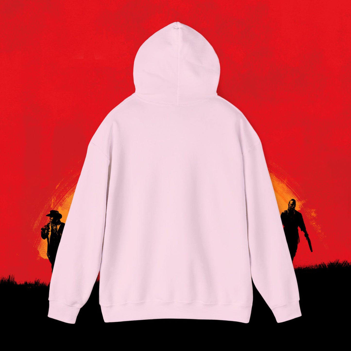 Cowboy Red Dead Redemption Vault Boy Fallout Funny Meme Cartoon Mashup Unisex Heavy Blend Hooded Sweatshirt Sweatshirts Fallout Red Dead Redemption Vault Boy Video Games Printify