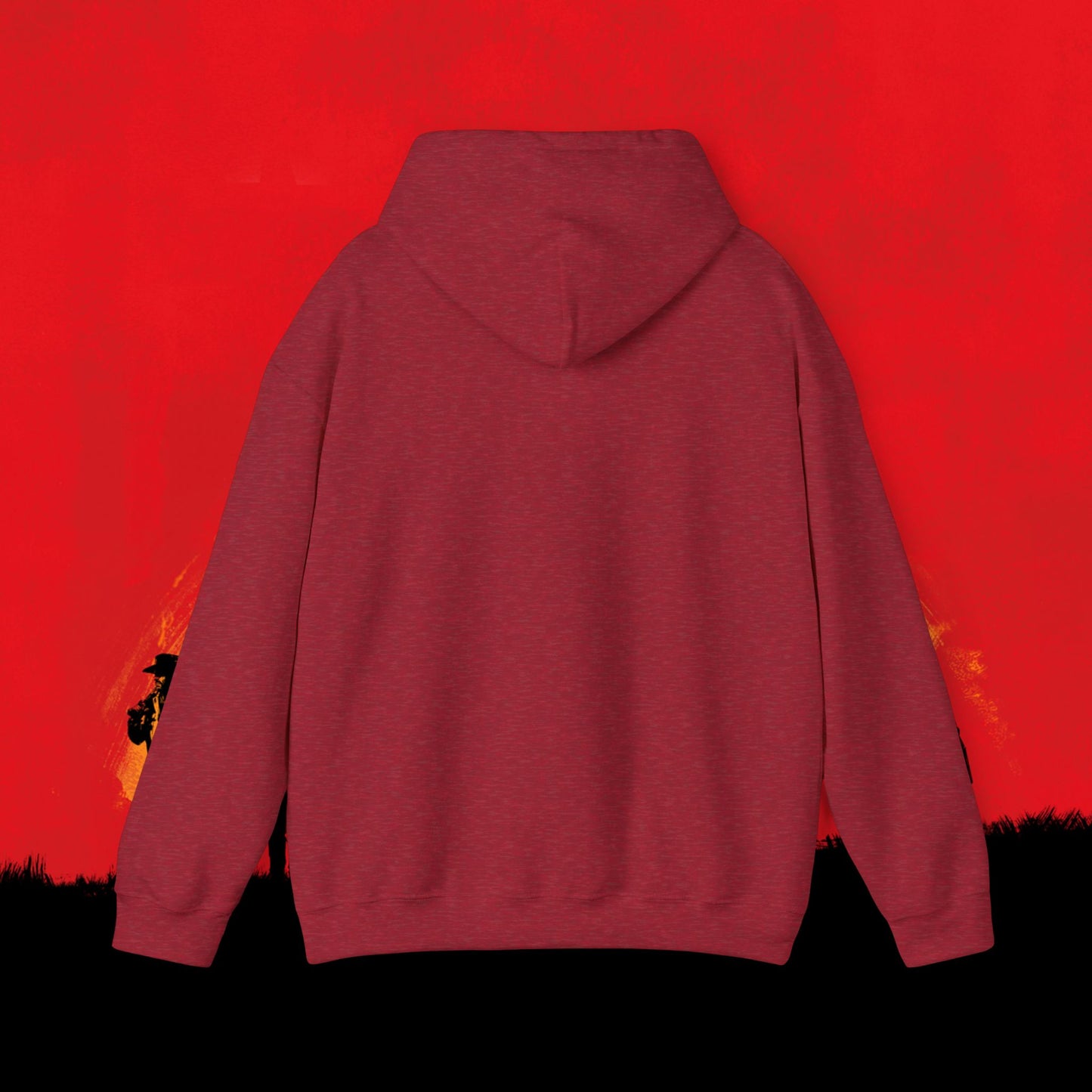 Cowboy Red Dead Redemption Vault Boy Fallout Funny Meme Cartoon Mashup Unisex Heavy Blend Hooded Sweatshirt Sweatshirts Fallout Red Dead Redemption Vault Boy Video Games Printify
