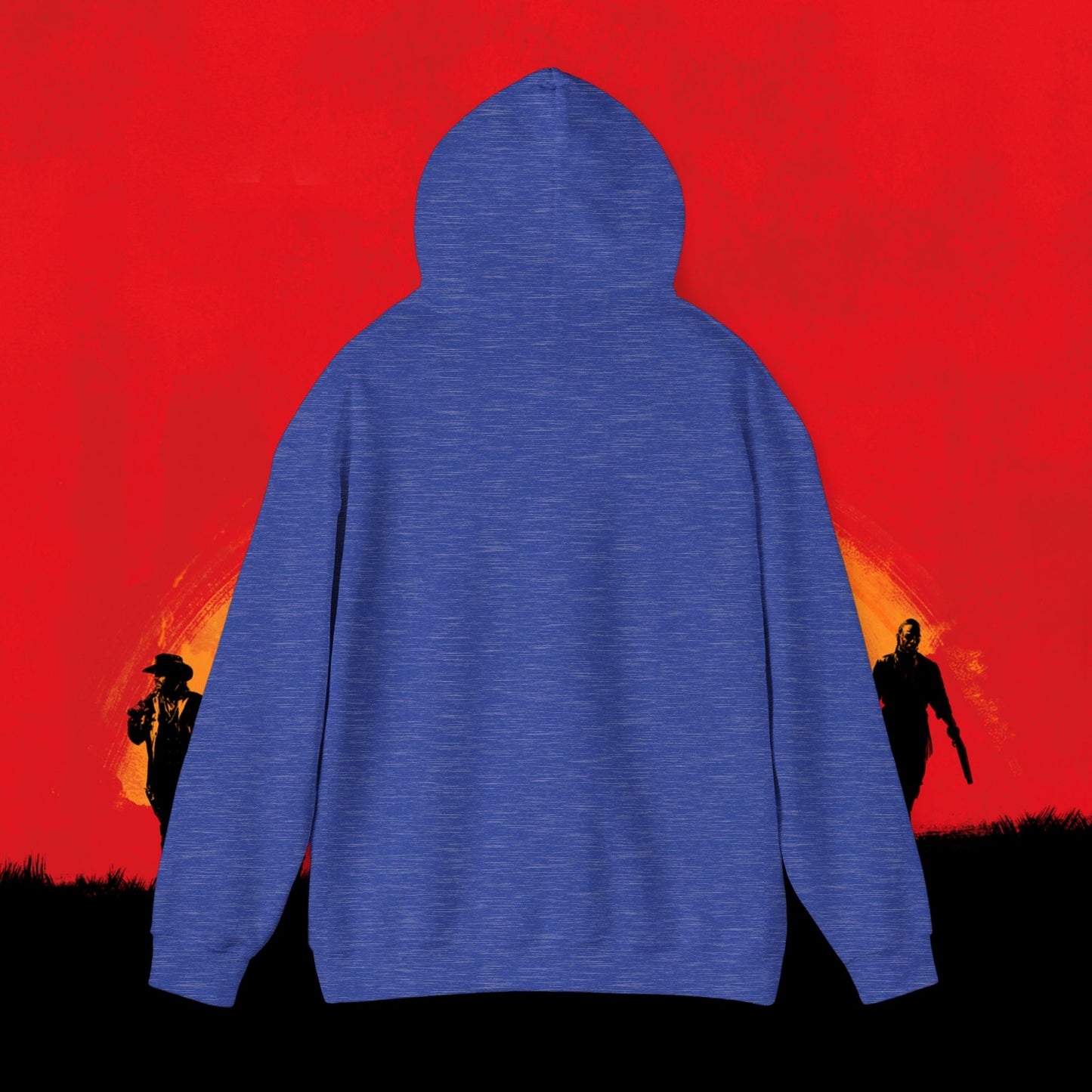 Cowboy Red Dead Redemption Vault Boy Fallout Funny Meme Cartoon Mashup Unisex Heavy Blend Hooded Sweatshirt Sweatshirts Fallout Red Dead Redemption Vault Boy Video Games Printify