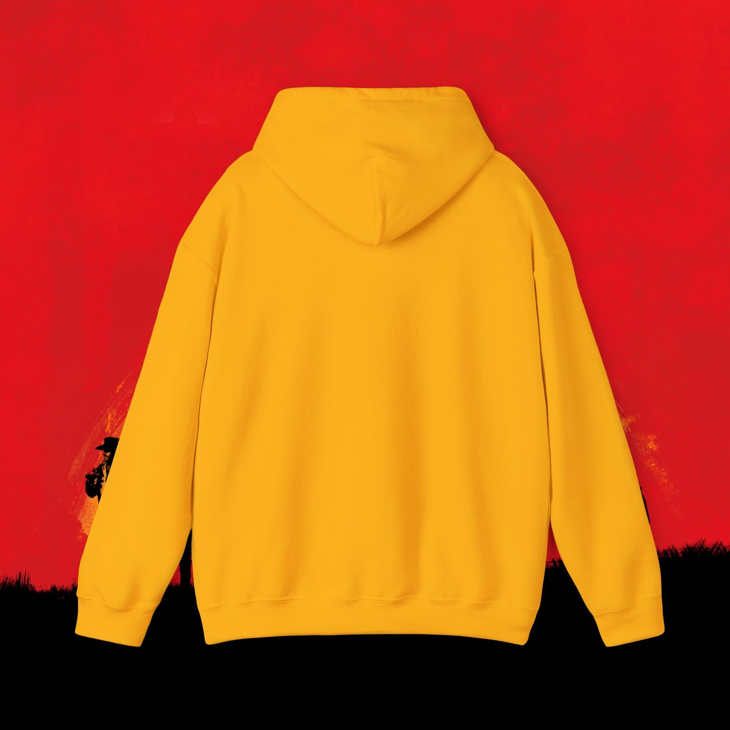 Cowboy Red Dead Redemption Vault Boy Fallout Funny Meme Cartoon Mashup Unisex Heavy Blend Hooded Sweatshirt Sweatshirts Fallout Red Dead Redemption Vault Boy Video Games Printify