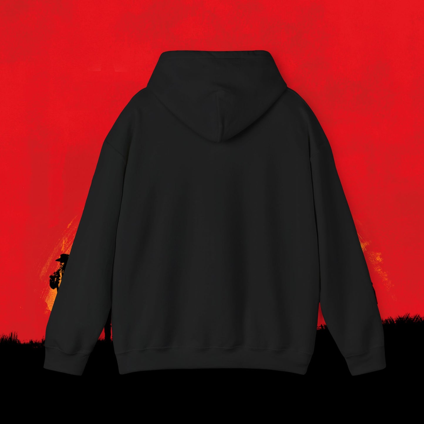 Cowboy Red Dead Redemption Vault Boy Fallout Funny Meme Cartoon Mashup Unisex Heavy Blend Hooded Sweatshirt Sweatshirts Fallout Red Dead Redemption Vault Boy Video Games Printify