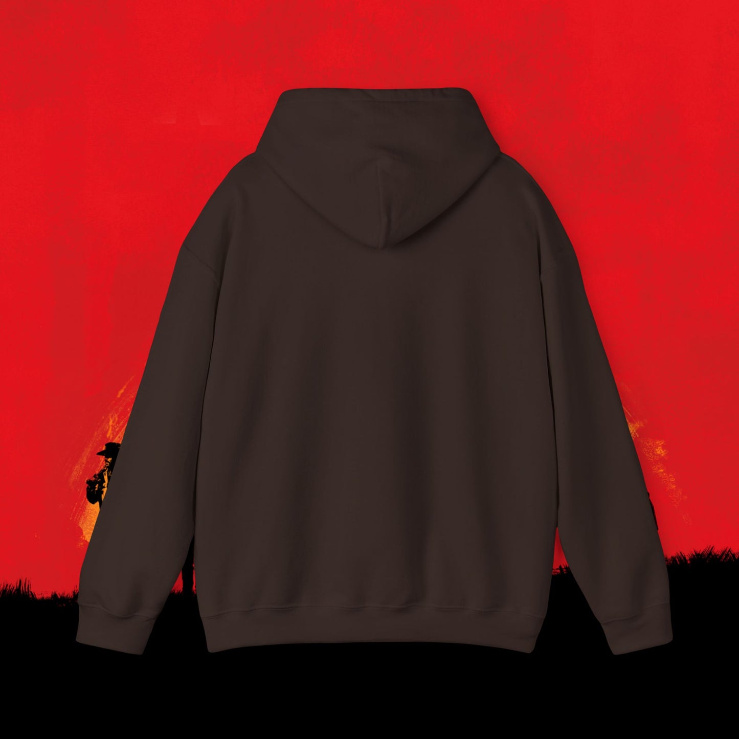 Cowboy Red Dead Redemption Vault Boy Fallout Funny Meme Cartoon Mashup Unisex Heavy Blend Hooded Sweatshirt Sweatshirts Fallout Red Dead Redemption Vault Boy Video Games Printify