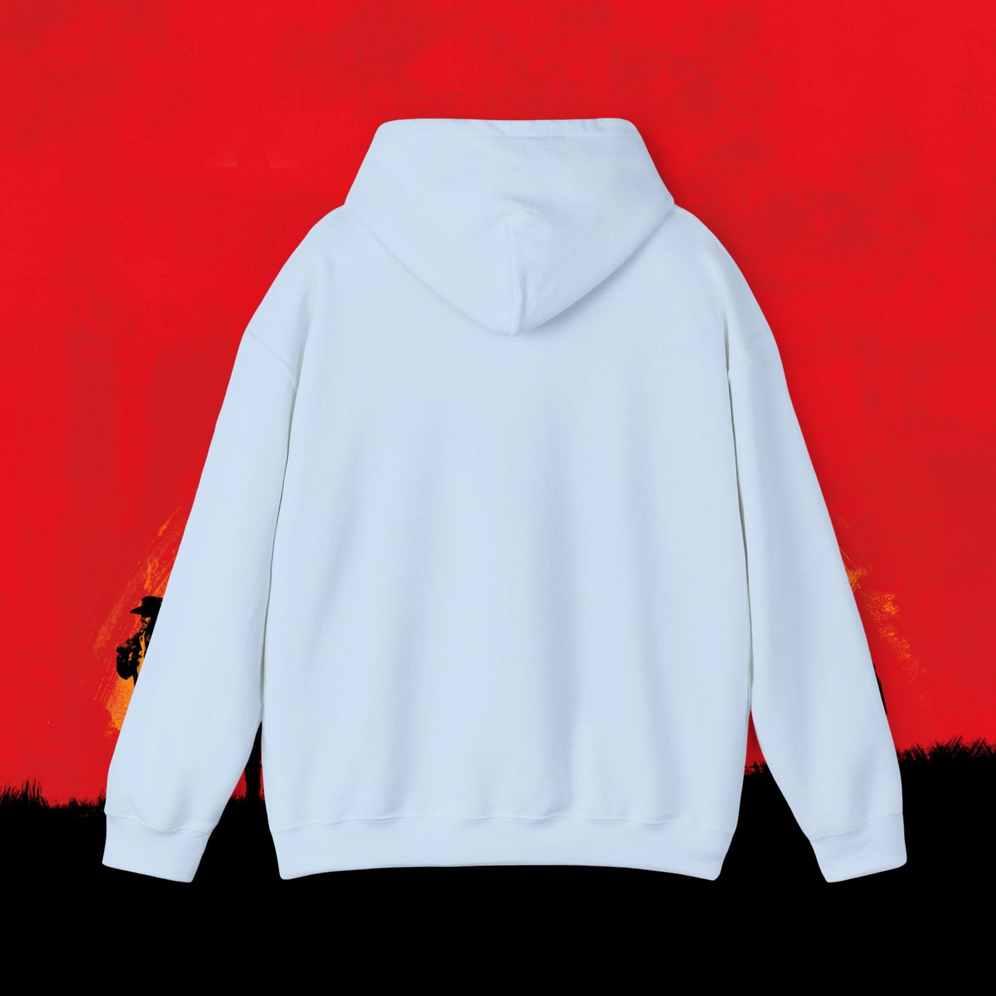 Cowboy Red Dead Redemption Vault Boy Fallout Funny Meme Cartoon Mashup Unisex Heavy Blend Hooded Sweatshirt Sweatshirts Fallout Red Dead Redemption Vault Boy Video Games Printify