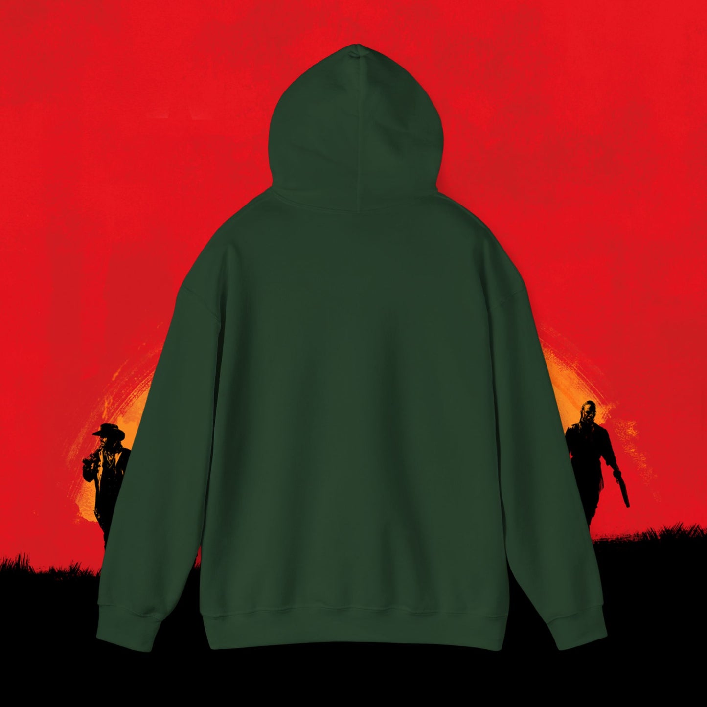 Cowboy Red Dead Redemption Vault Boy Fallout Funny Meme Cartoon Mashup Unisex Heavy Blend Hooded Sweatshirt Sweatshirts Fallout Red Dead Redemption Vault Boy Video Games Printify