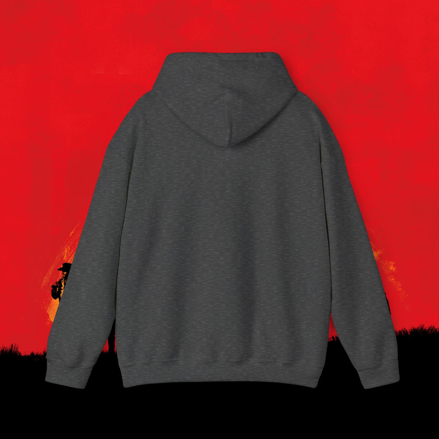Cowboy Red Dead Redemption Vault Boy Fallout Funny Meme Cartoon Mashup Unisex Heavy Blend Hooded Sweatshirt Sweatshirts Fallout Red Dead Redemption Vault Boy Video Games Printify