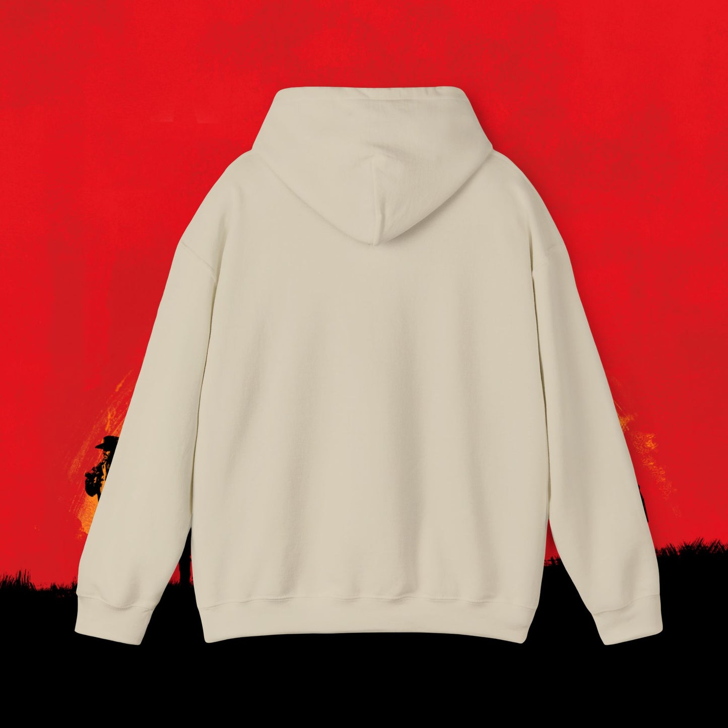 Cowboy Red Dead Redemption Vault Boy Fallout Funny Meme Cartoon Mashup Unisex Heavy Blend Hooded Sweatshirt Sweatshirts Fallout Red Dead Redemption Vault Boy Video Games Printify