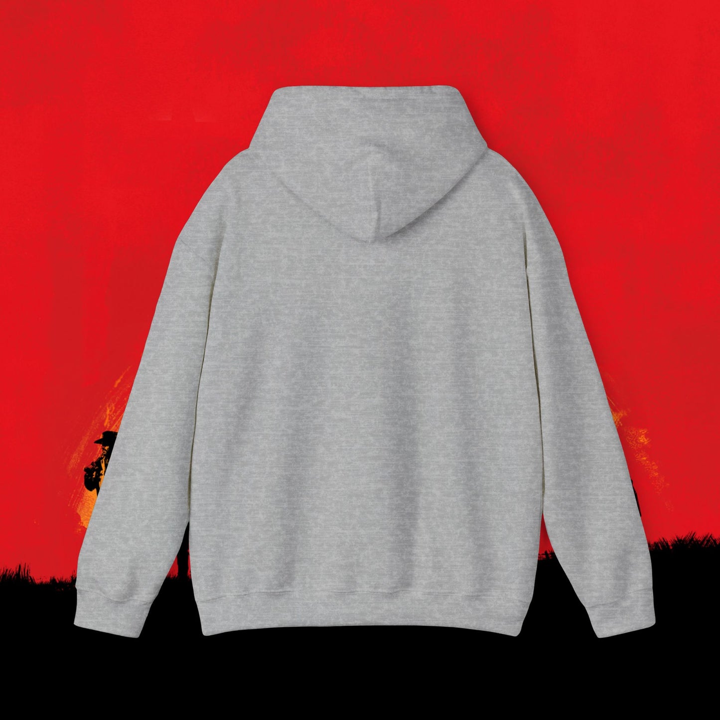 Cowboy Red Dead Redemption Vault Boy Fallout Funny Meme Cartoon Mashup Unisex Heavy Blend Hooded Sweatshirt Sweatshirts Fallout Red Dead Redemption Vault Boy Video Games Printify
