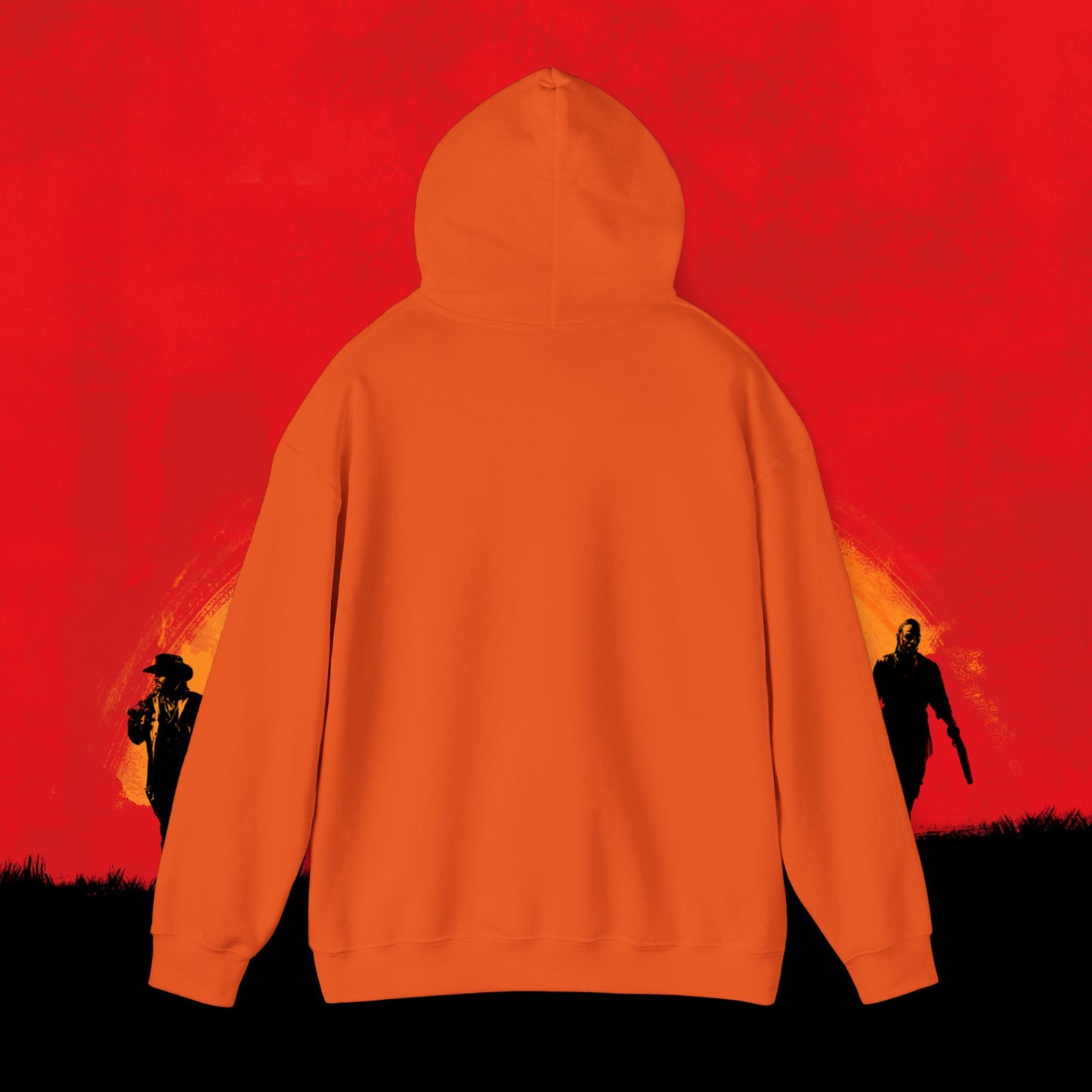 Cowboy Red Dead Redemption Vault Boy Fallout Funny Meme Cartoon Mashup Unisex Heavy Blend Hooded Sweatshirt Sweatshirts Fallout Red Dead Redemption Vault Boy Video Games Printify
