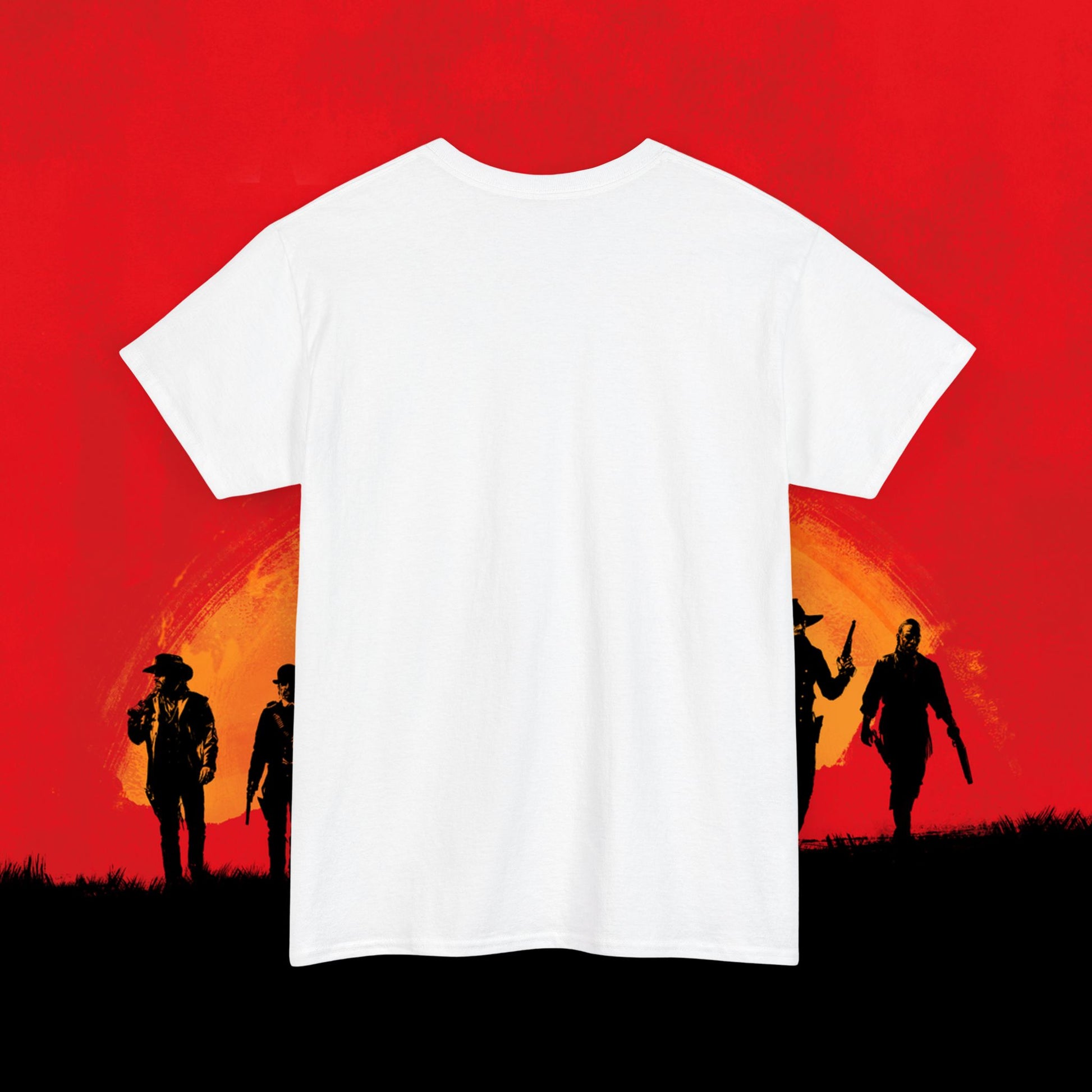 Cowboy Red Dead Redemption Vault Boy Fallout Funny Meme Cartoon Mashup Unisex Heavy Cotton Tee T-shirts Fallout Red Dead Redemption Vault Boy Video Games Printify