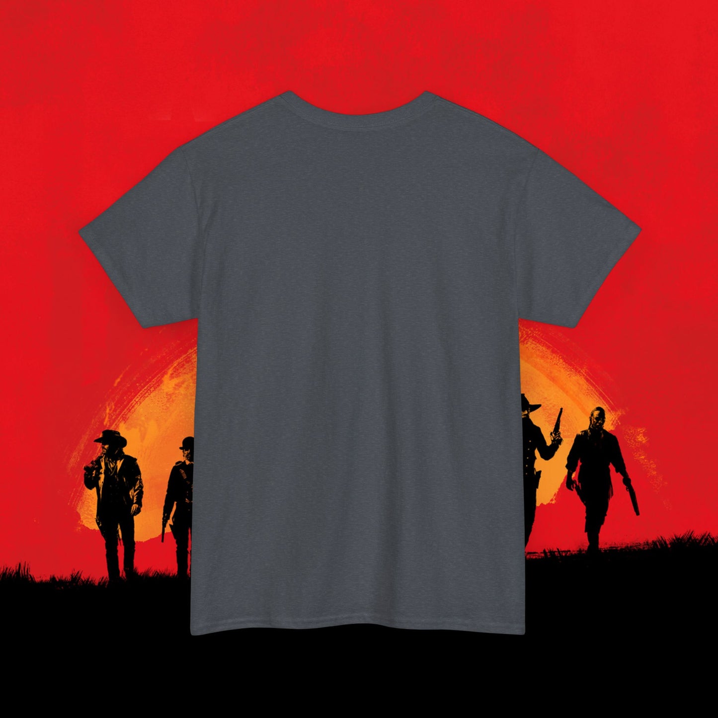 Cowboy Red Dead Redemption Vault Boy Fallout Funny Meme Cartoon Mashup Unisex Heavy Cotton Tee T-shirts Fallout Red Dead Redemption Vault Boy Video Games Printify