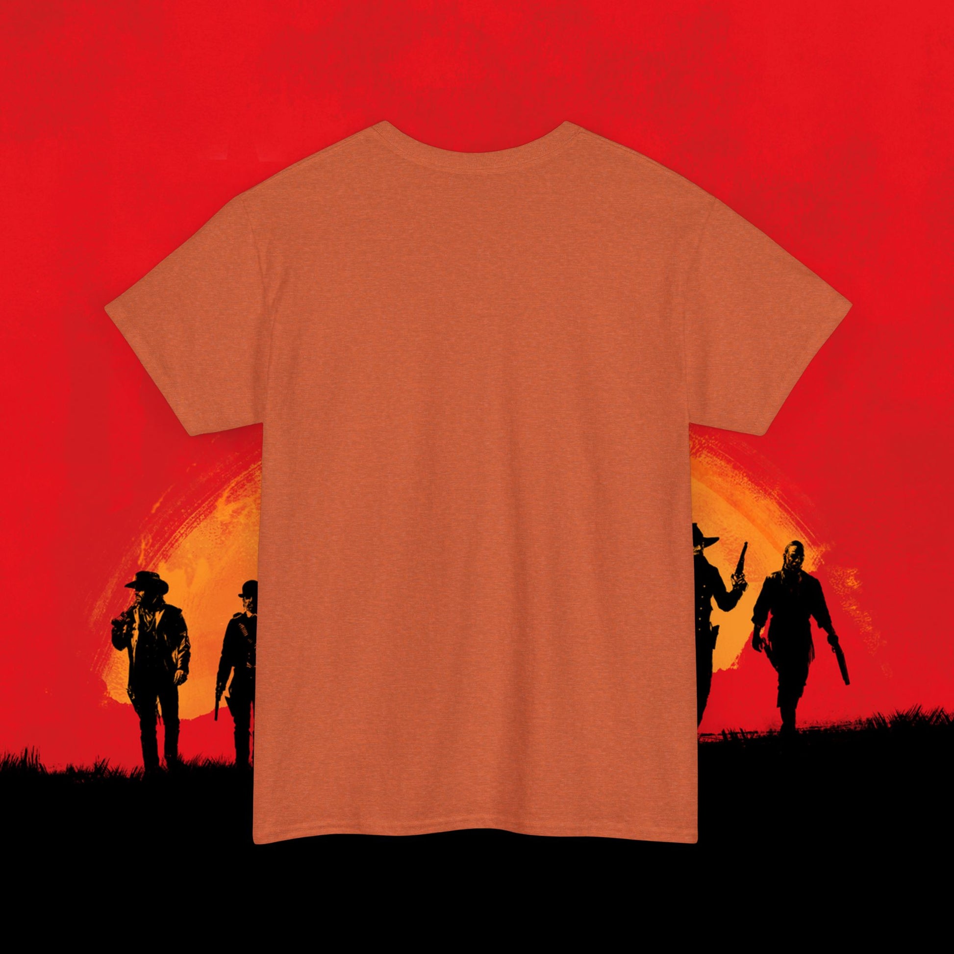 Cowboy Red Dead Redemption Vault Boy Fallout Funny Meme Cartoon Mashup Unisex Heavy Cotton Tee T-shirts Fallout Red Dead Redemption Vault Boy Video Games Printify