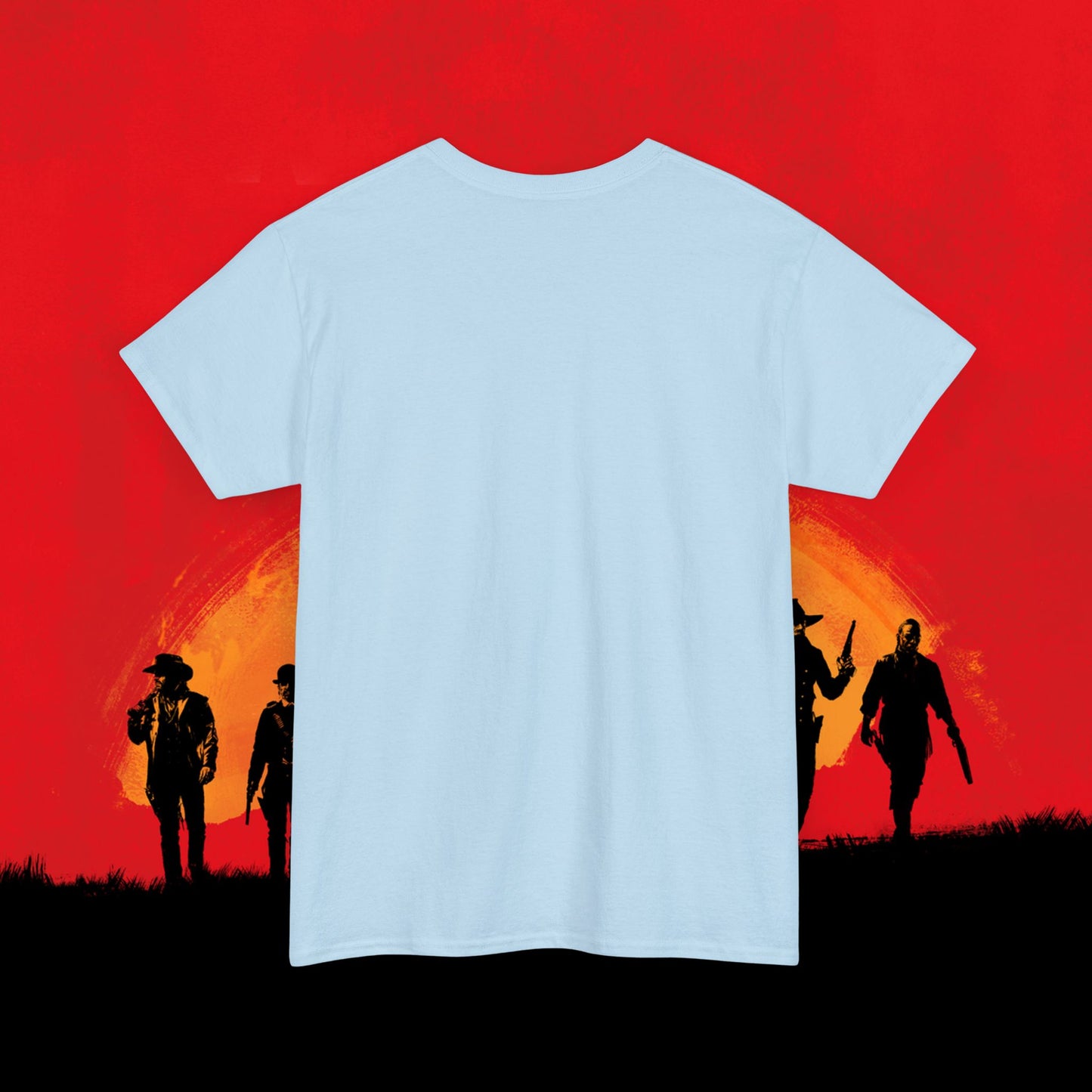 Cowboy Red Dead Redemption Vault Boy Fallout Funny Meme Cartoon Mashup Unisex Heavy Cotton Tee T-shirts Fallout Red Dead Redemption Vault Boy Video Games Printify