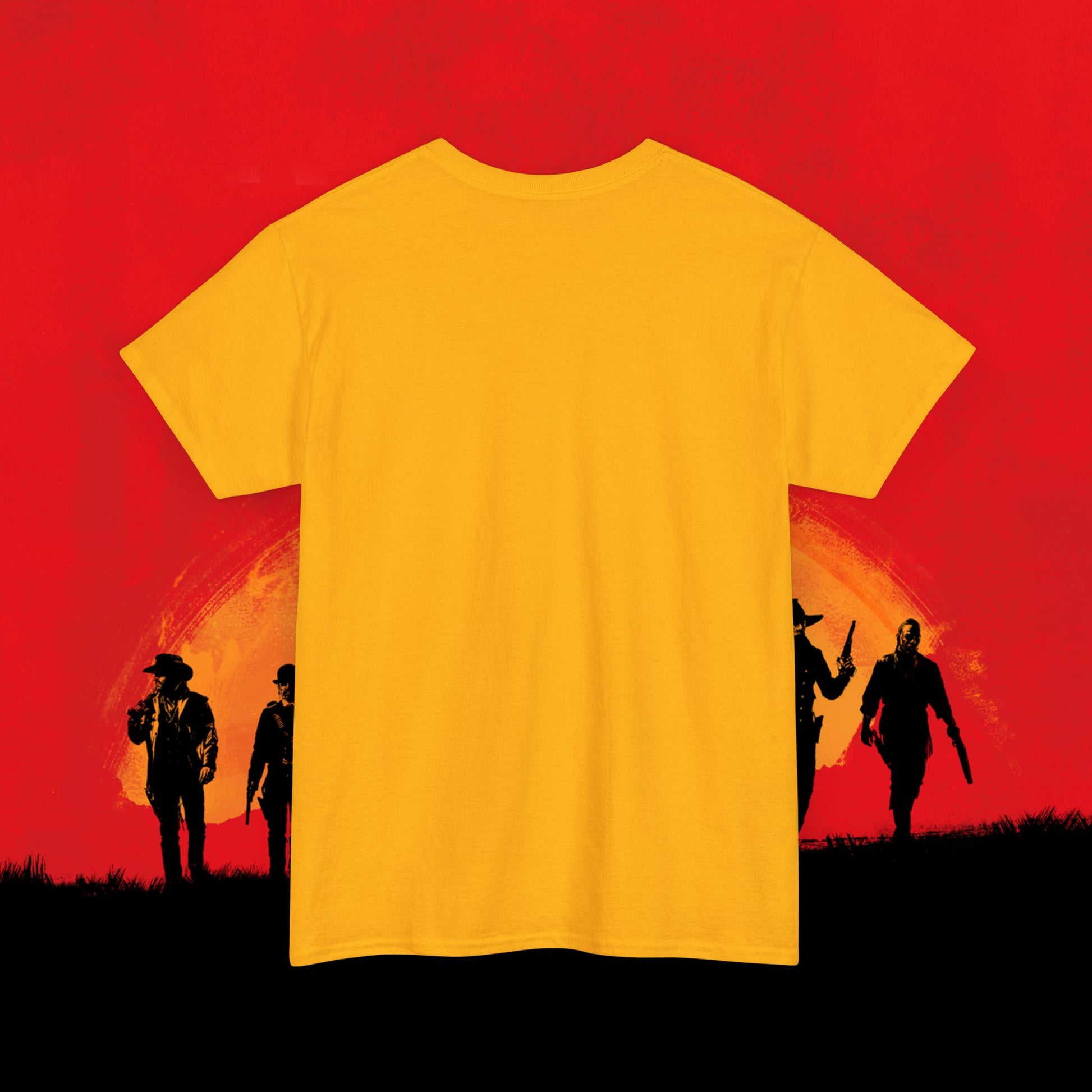Cowboy Red Dead Redemption Vault Boy Fallout Funny Meme Cartoon Mashup Unisex Heavy Cotton Tee T-shirts Fallout Red Dead Redemption Vault Boy Video Games Printify
