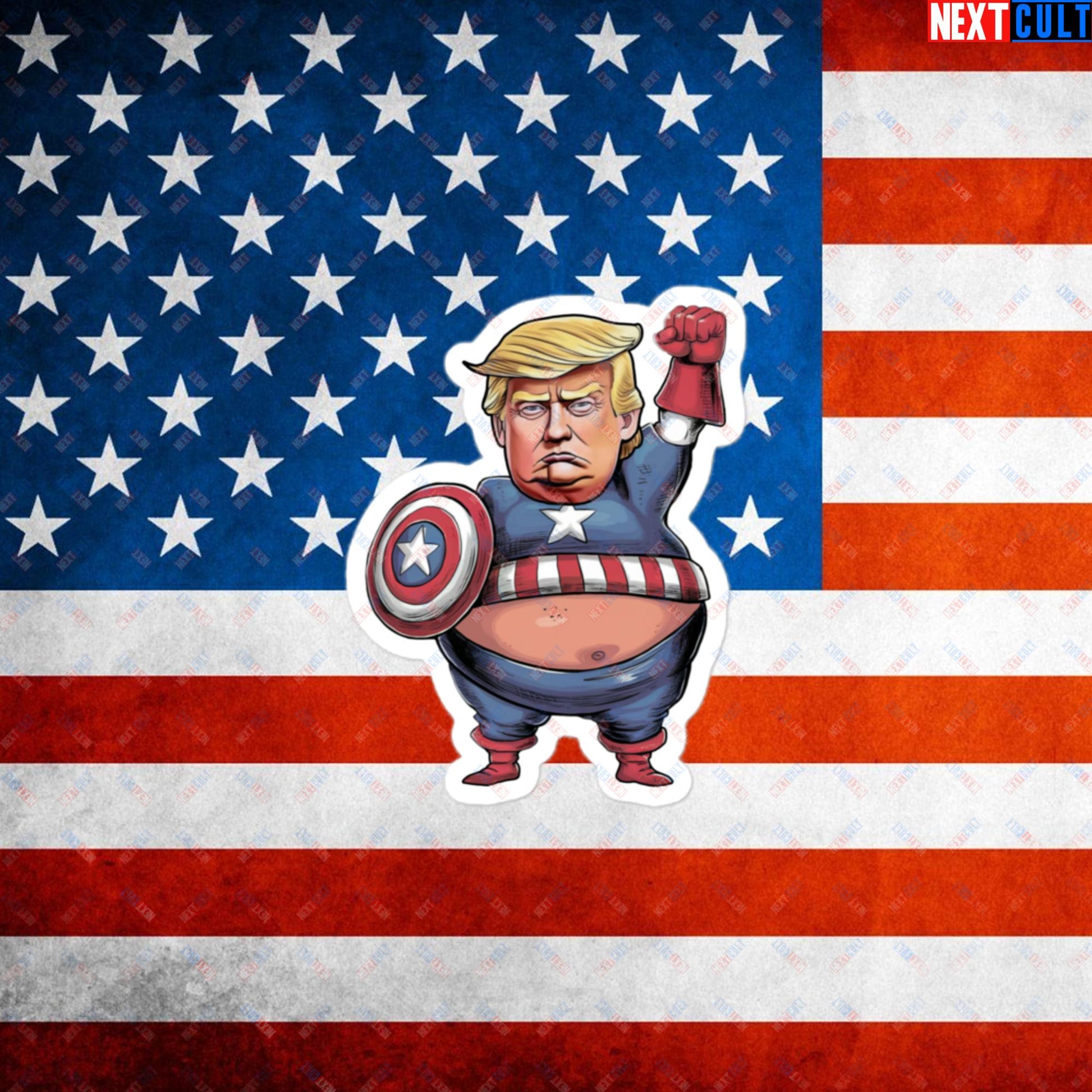 Donald Trump Captain America Bubble-free stickers 3″×3″ Stickers Conspiracy Theories Donald Trump Politics Republicans Next Cult Brand