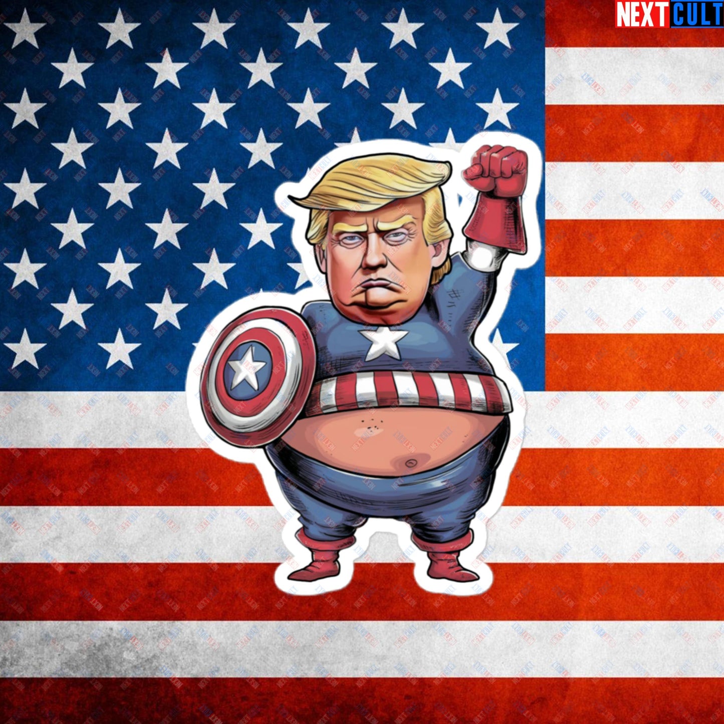Donald Trump Captain America Bubble-free stickers 4″×4″ Stickers Conspiracy Theories Donald Trump Politics Republicans Next Cult Brand