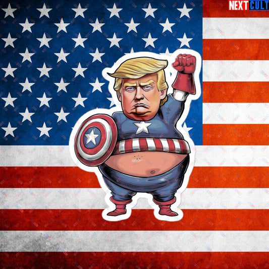 Donald Trump Captain America Bubble-free stickers 4″×4″ Stickers Conspiracy Theories Donald Trump Politics Republicans Next Cult Brand