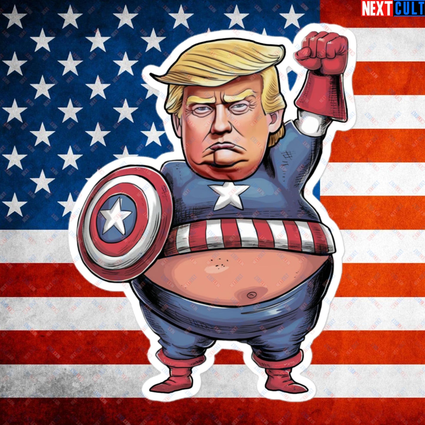 Donald Trump Captain America Bubble-free stickers 5.5″×5.5″ Stickers Conspiracy Theories Donald Trump Politics Republicans Next Cult Brand