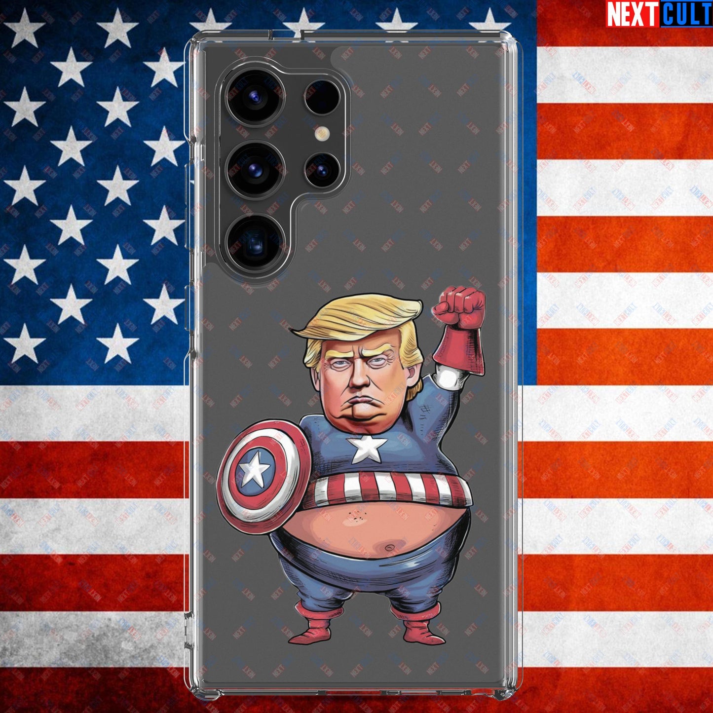 Donald Trump Captain America Clear Case for Samsung Samsung Galaxy S24 Ultra Mobile Phone Cases Conspiracy Theories Donald Trump Politics Republicans Next Cult Brand