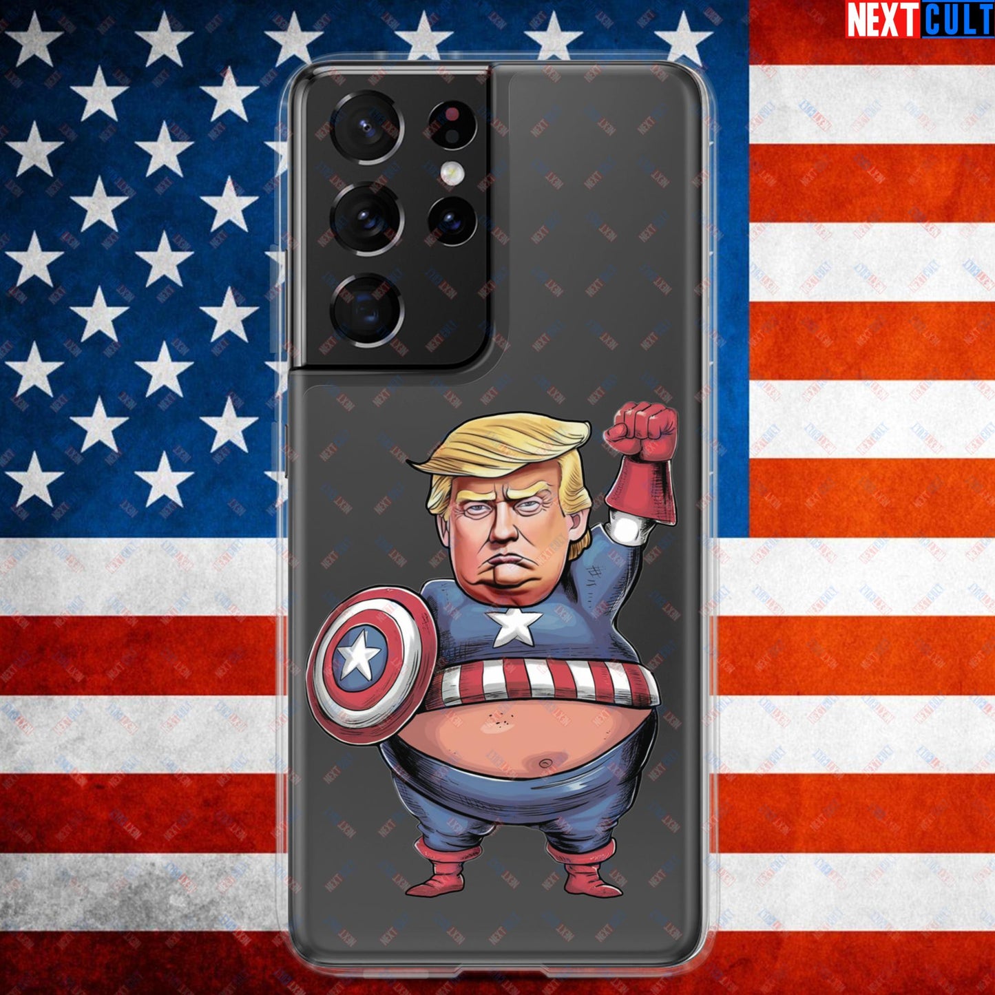 Donald Trump Captain America Clear Case for Samsung Samsung Galaxy S21 Ultra Mobile Phone Cases Conspiracy Theories Donald Trump Politics Republicans Next Cult Brand