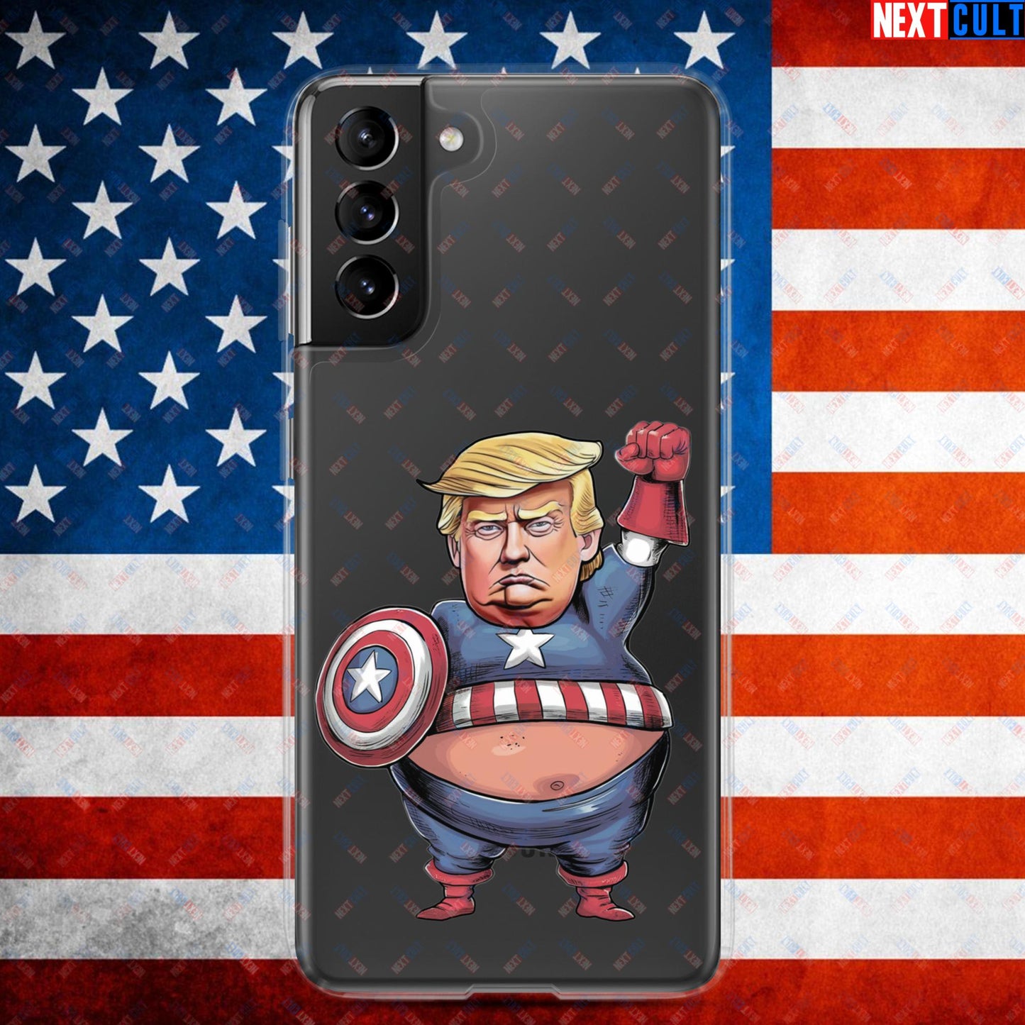 Donald Trump Captain America Clear Case for Samsung Samsung Galaxy S21 Plus Mobile Phone Cases Conspiracy Theories Donald Trump Politics Republicans Next Cult Brand