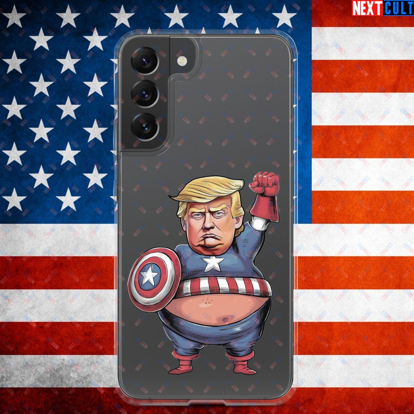 Donald Trump Captain America Clear Case for Samsung Samsung Galaxy S22 Plus Mobile Phone Cases Conspiracy Theories Donald Trump Politics Republicans Next Cult Brand