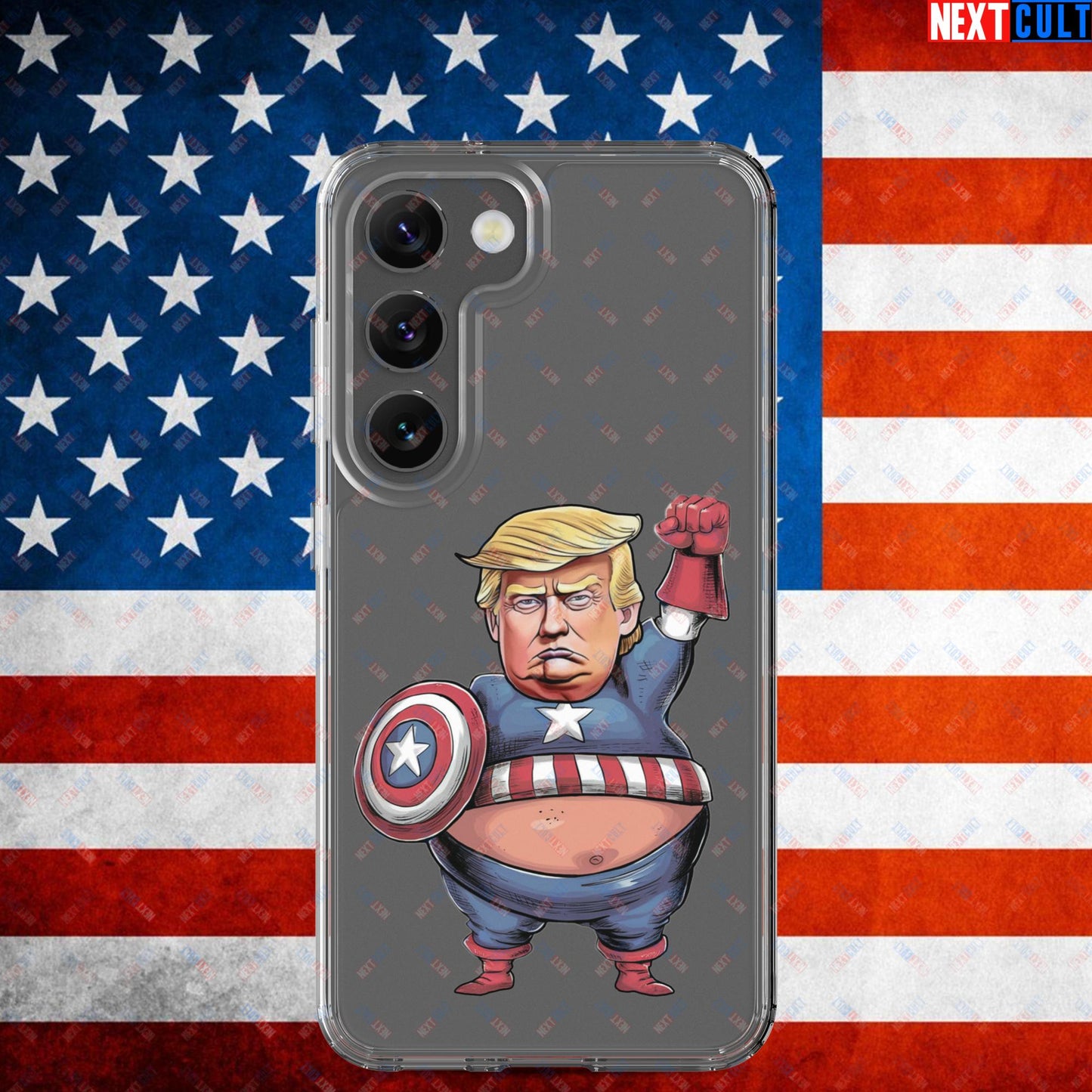Donald Trump Captain America Clear Case for Samsung Samsung Galaxy S23 Mobile Phone Cases Conspiracy Theories Donald Trump Politics Republicans Next Cult Brand