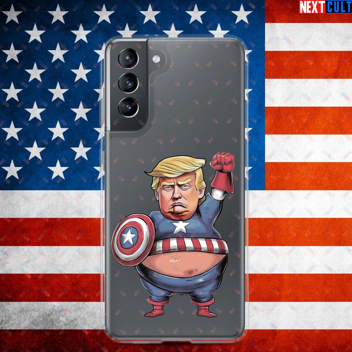 Donald Trump Captain America Clear Case for Samsung Samsung Galaxy S21 Mobile Phone Cases Conspiracy Theories Donald Trump Politics Republicans Next Cult Brand