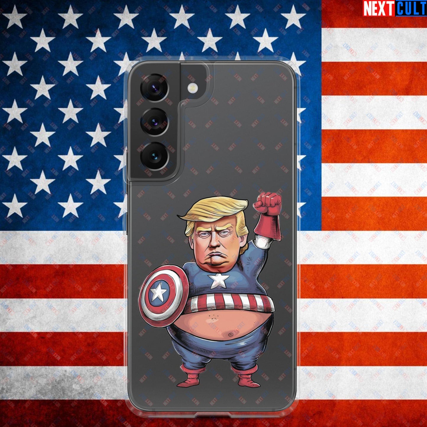 Donald Trump Captain America Clear Case for Samsung Samsung Galaxy S22 Mobile Phone Cases Conspiracy Theories Donald Trump Politics Republicans Next Cult Brand