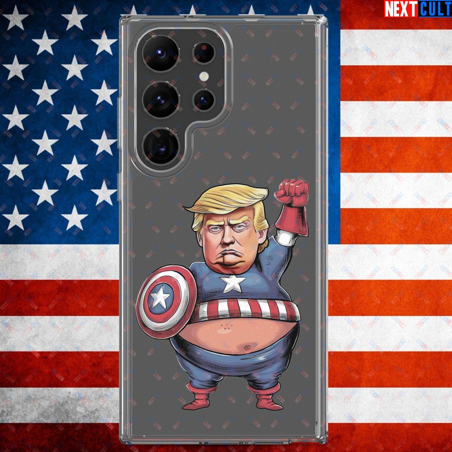Donald Trump Captain America Clear Case for Samsung Samsung Galaxy S23 Ultra Mobile Phone Cases Conspiracy Theories Donald Trump Politics Republicans Next Cult Brand