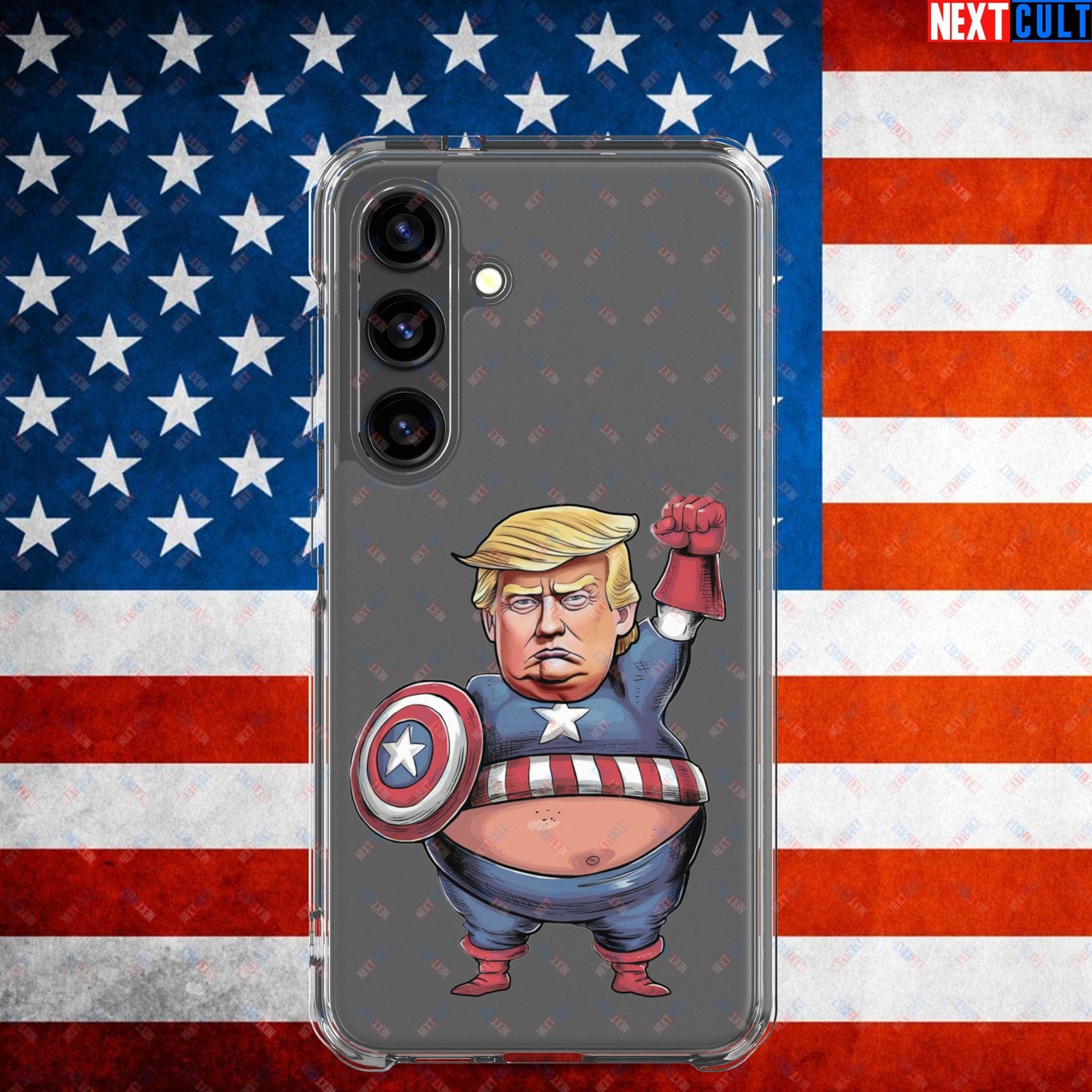 Donald Trump Captain America Clear Case for Samsung Samsung Galaxy S24 Mobile Phone Cases Conspiracy Theories Donald Trump Politics Republicans Next Cult Brand
