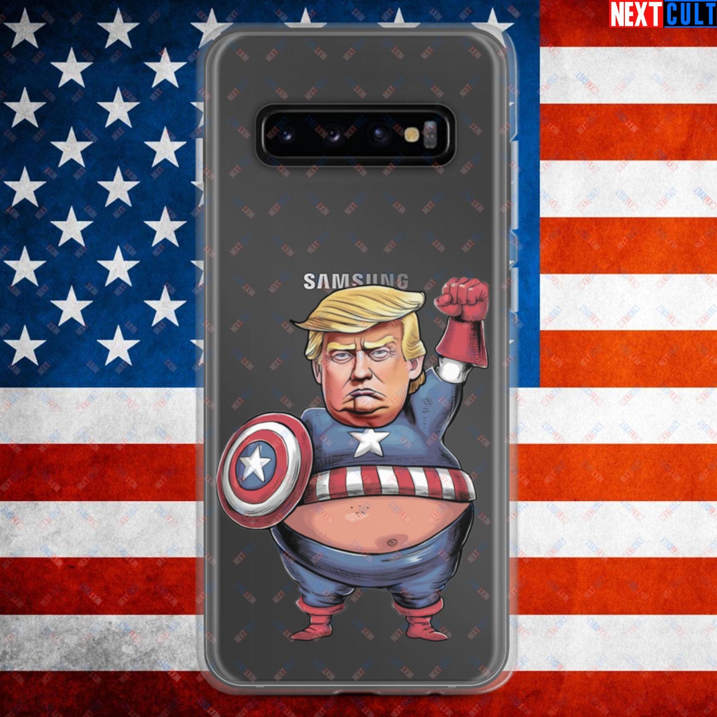 Donald Trump Captain America Clear Case for Samsung Samsung Galaxy S10+ Mobile Phone Cases Conspiracy Theories Donald Trump Politics Republicans Next Cult Brand