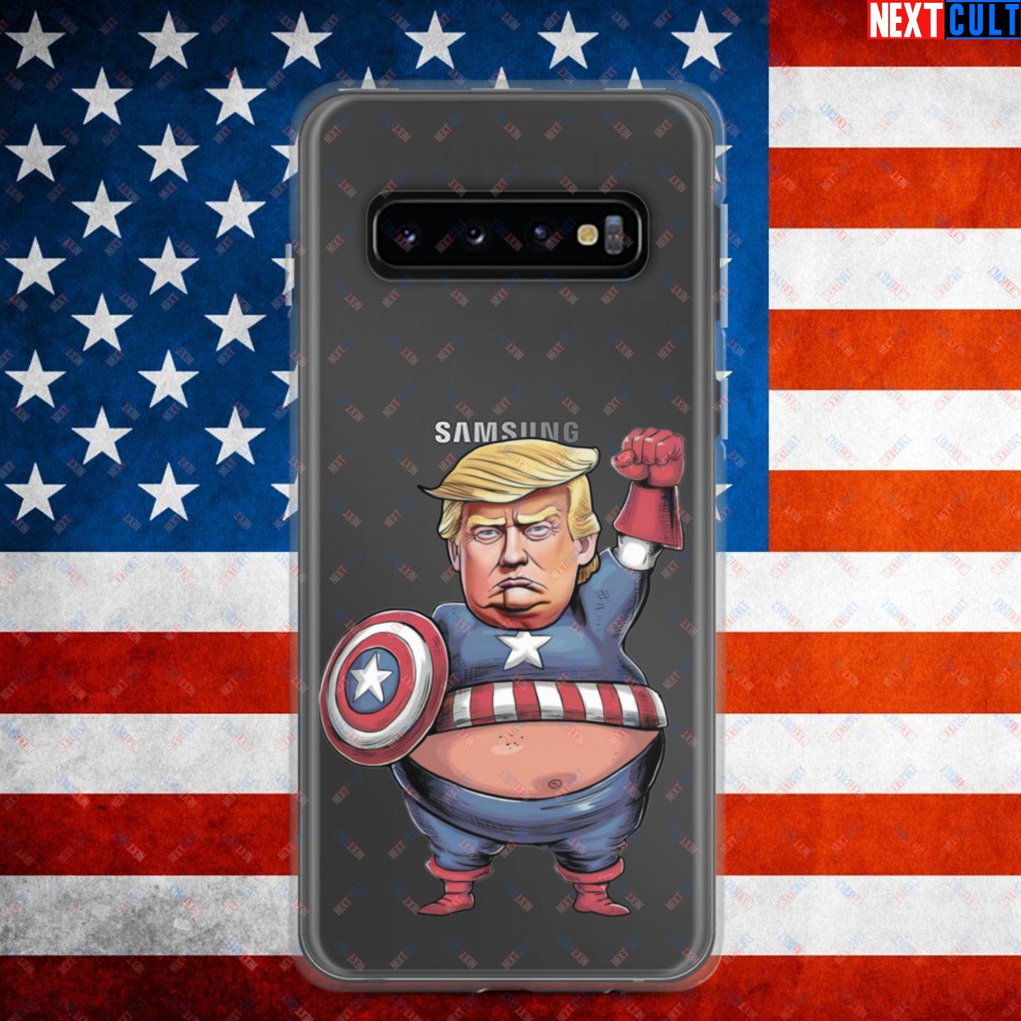 Donald Trump Captain America Clear Case for Samsung Samsung Galaxy S10 Mobile Phone Cases Conspiracy Theories Donald Trump Politics Republicans Next Cult Brand