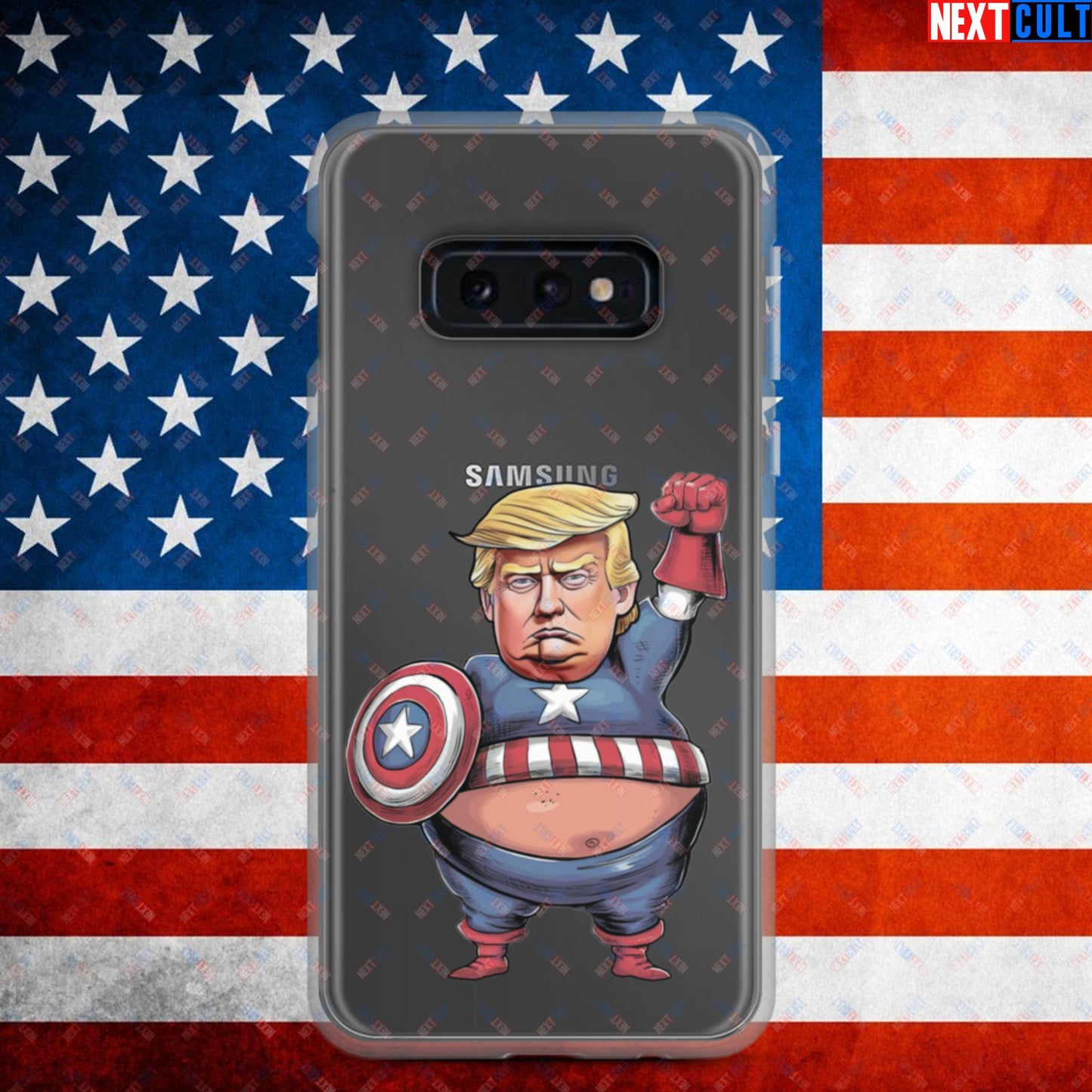 Donald Trump Captain America Clear Case for Samsung Samsung Galaxy S10e Mobile Phone Cases Conspiracy Theories Donald Trump Politics Republicans Next Cult Brand