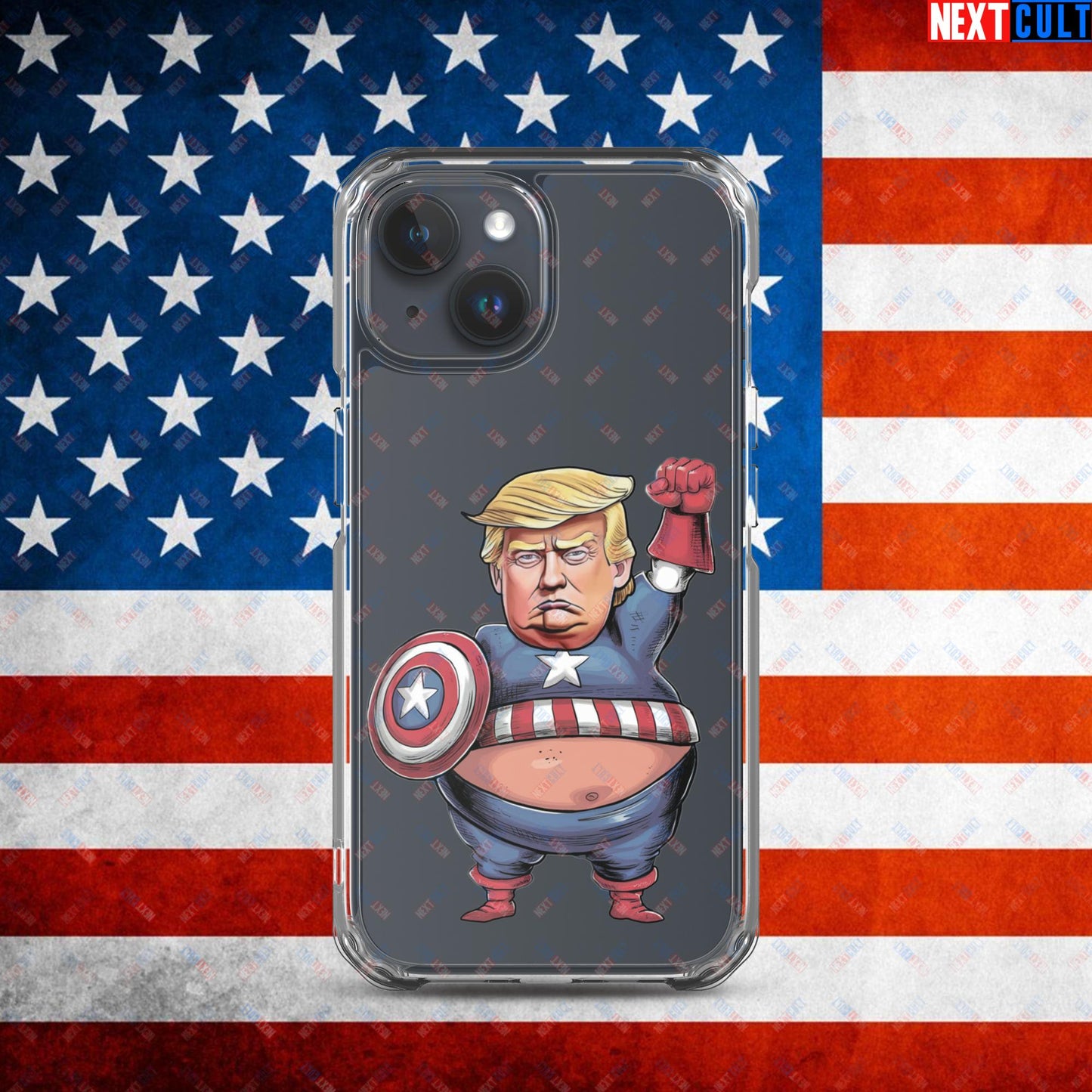 Donald Trump Captain America Clear Case for iPhone iPhone 15 Mobile Phone Cases Conspiracy Theories Donald Trump Politics Republicans Next Cult Brand