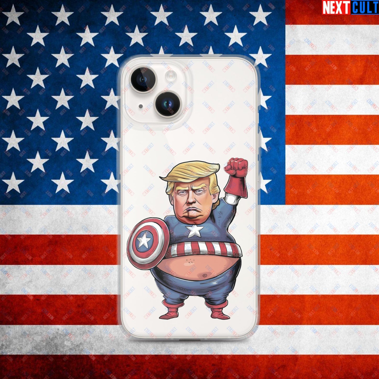 Donald Trump Captain America Clear Case for iPhone iPhone 14 Mobile Phone Cases Conspiracy Theories Donald Trump Politics Republicans Next Cult Brand