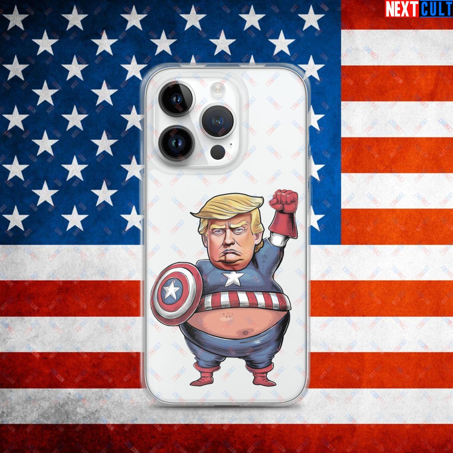 Donald Trump Captain America Clear Case for iPhone iPhone 14 Pro Mobile Phone Cases Conspiracy Theories Donald Trump Politics Republicans Next Cult Brand