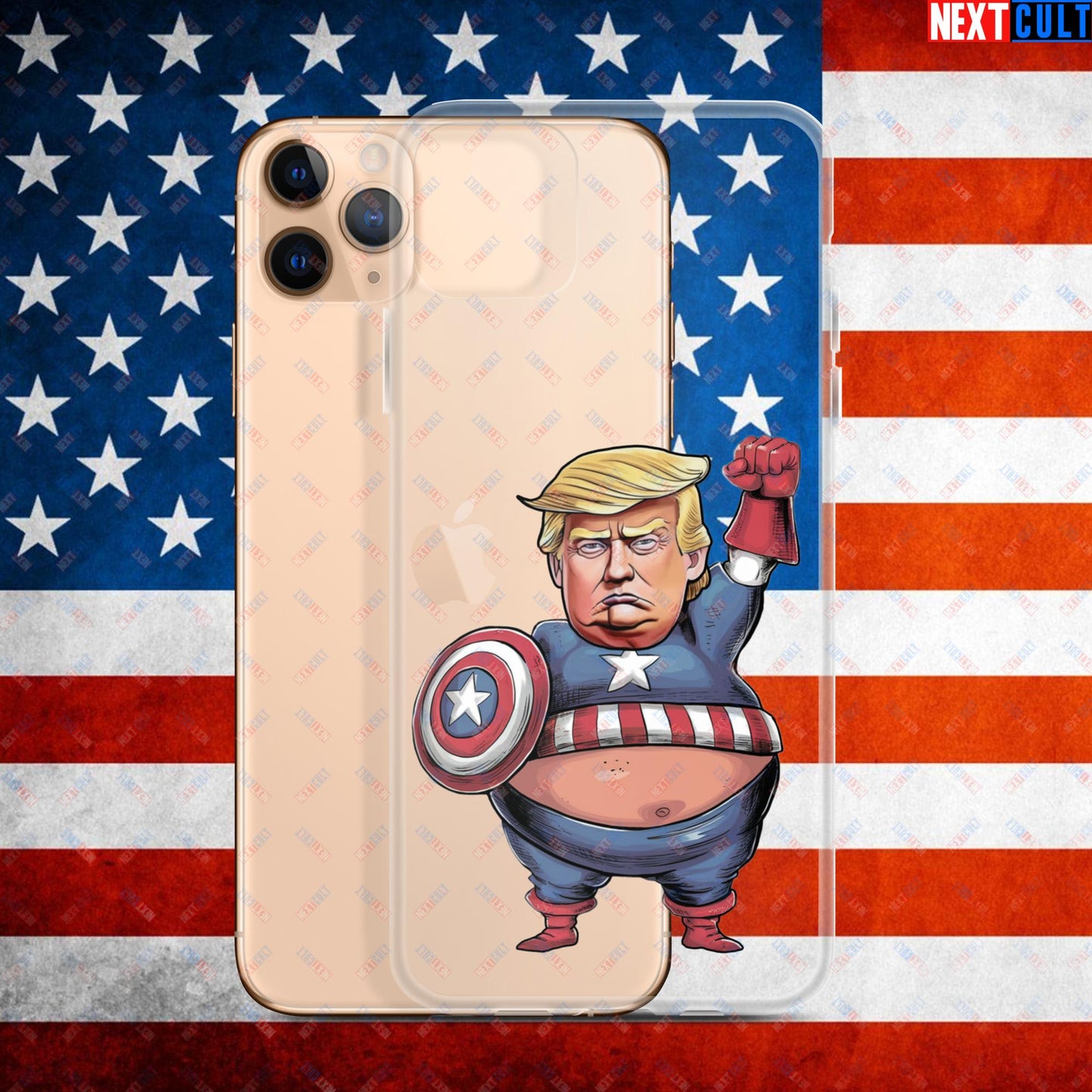 Donald Trump Captain America Clear Case for iPhone iPhone 11 Pro Max Mobile Phone Cases Conspiracy Theories Donald Trump Politics Republicans Next Cult Brand