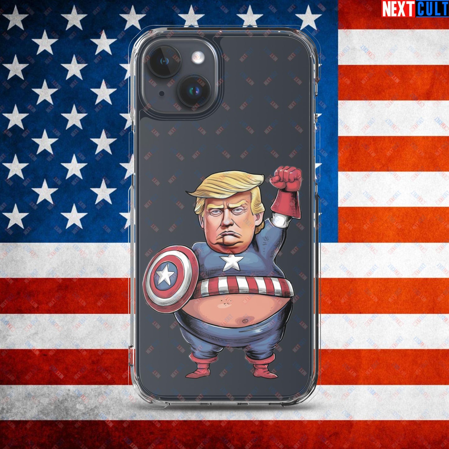 Donald Trump Captain America Clear Case for iPhone iPhone 15 Plus Mobile Phone Cases Conspiracy Theories Donald Trump Politics Republicans Next Cult Brand