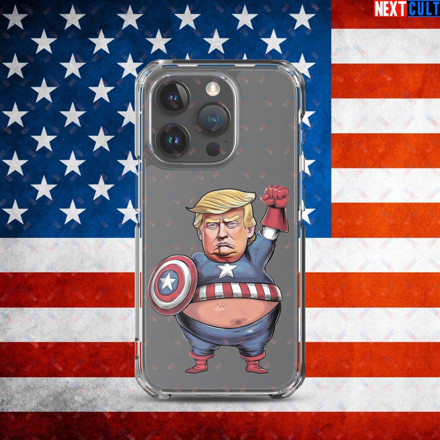 Donald Trump Captain America Clear Case for iPhone iPhone 15 Pro Mobile Phone Cases Conspiracy Theories Donald Trump Politics Republicans Next Cult Brand