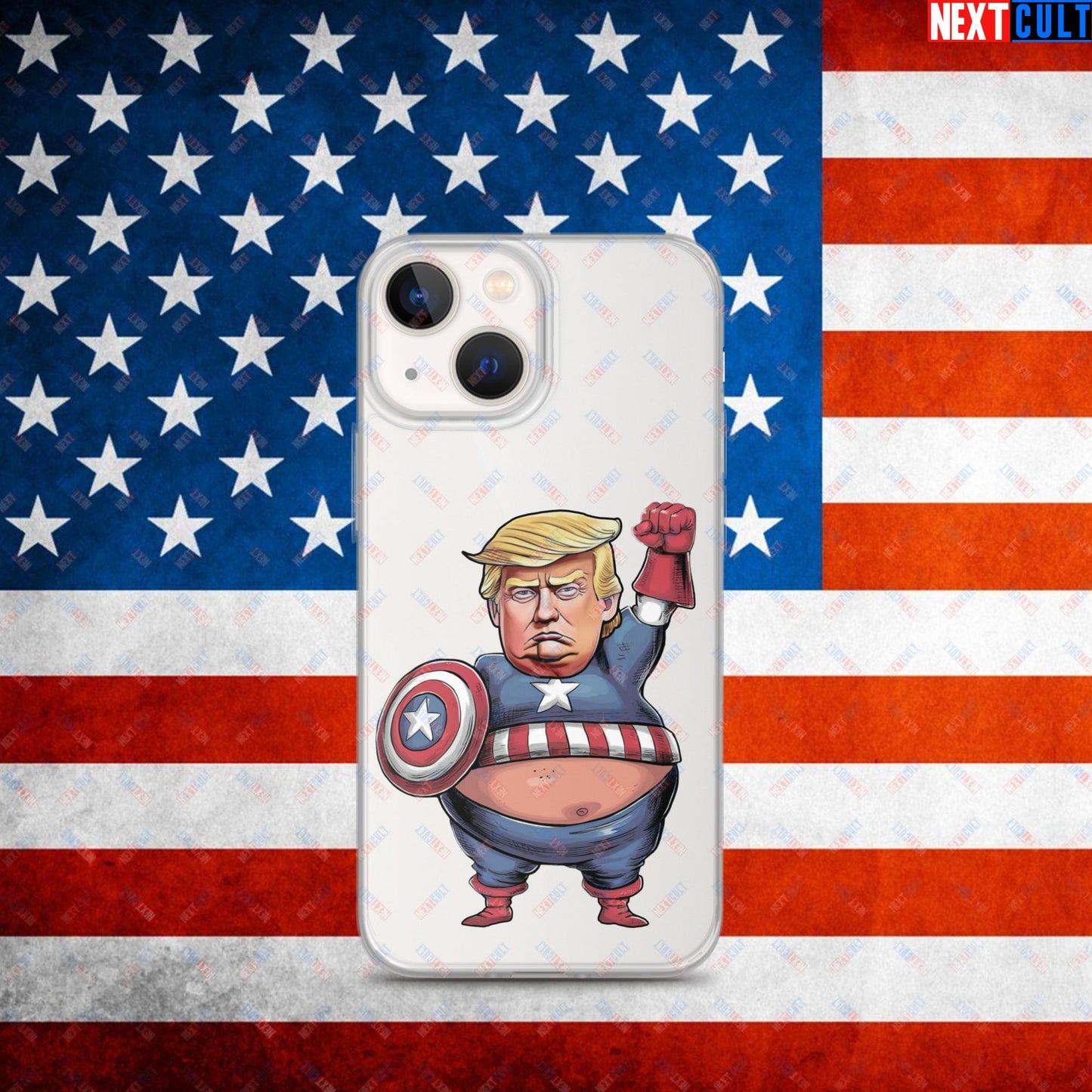 Donald Trump Captain America Clear Case for iPhone iPhone 13 mini Mobile Phone Cases Conspiracy Theories Donald Trump Politics Republicans Next Cult Brand