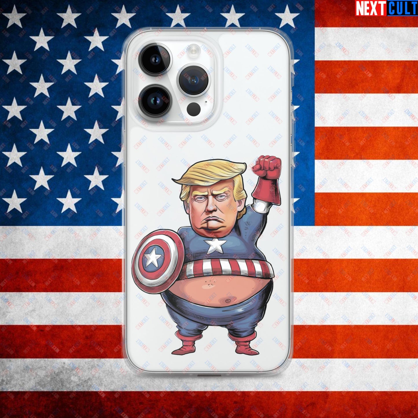 Donald Trump Captain America Clear Case for iPhone iPhone 14 Pro Max Mobile Phone Cases Conspiracy Theories Donald Trump Politics Republicans Next Cult Brand