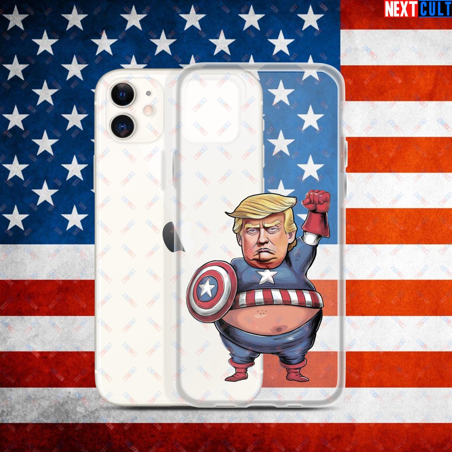Donald Trump Captain America Clear Case for iPhone iPhone 11 Mobile Phone Cases Conspiracy Theories Donald Trump Politics Republicans Next Cult Brand