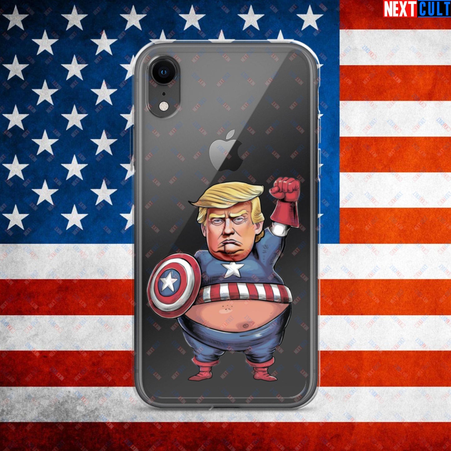 Donald Trump Captain America Clear Case for iPhone iPhone XR Mobile Phone Cases Conspiracy Theories Donald Trump Politics Republicans Next Cult Brand