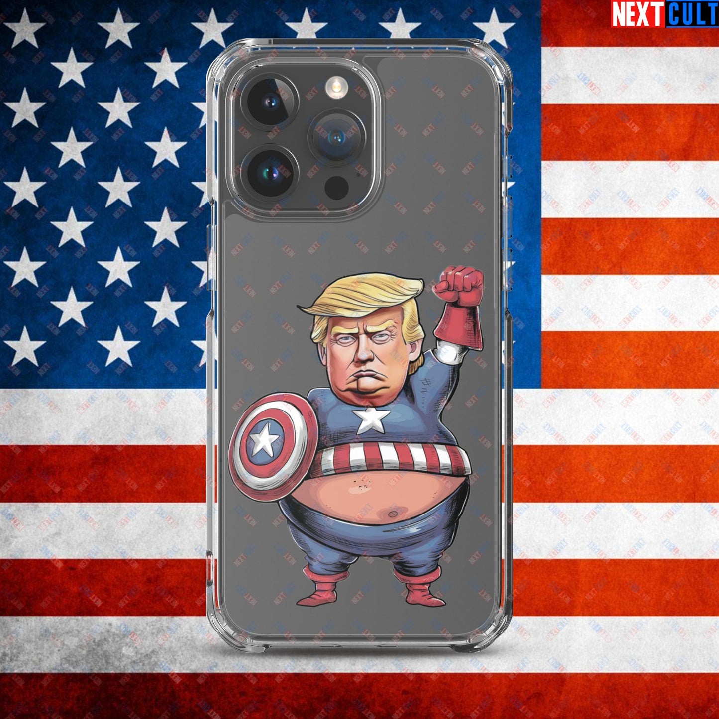 Donald Trump Captain America Clear Case for iPhone iPhone 15 Pro Max Mobile Phone Cases Conspiracy Theories Donald Trump Politics Republicans Next Cult Brand