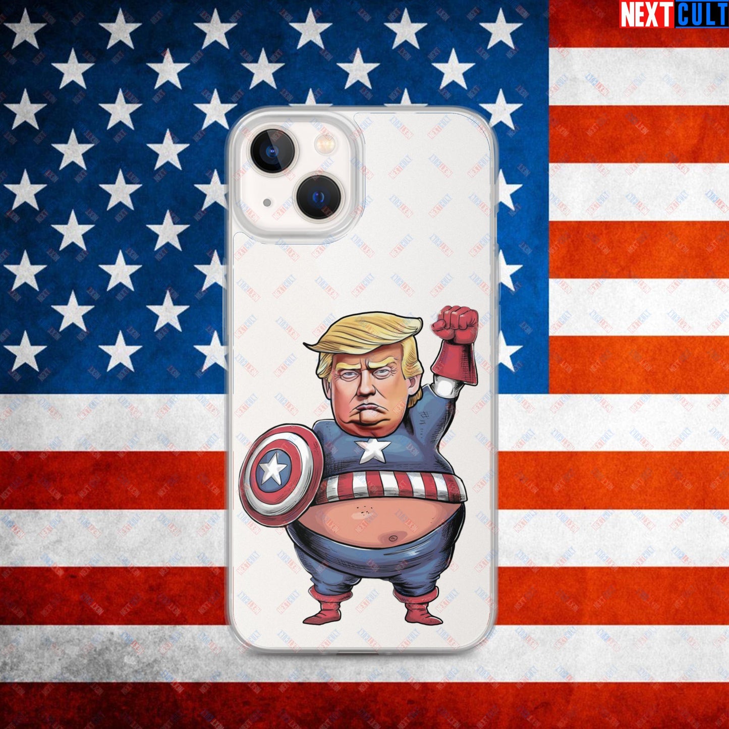 Donald Trump Captain America Clear Case for iPhone iPhone 13 Mobile Phone Cases Conspiracy Theories Donald Trump Politics Republicans Next Cult Brand