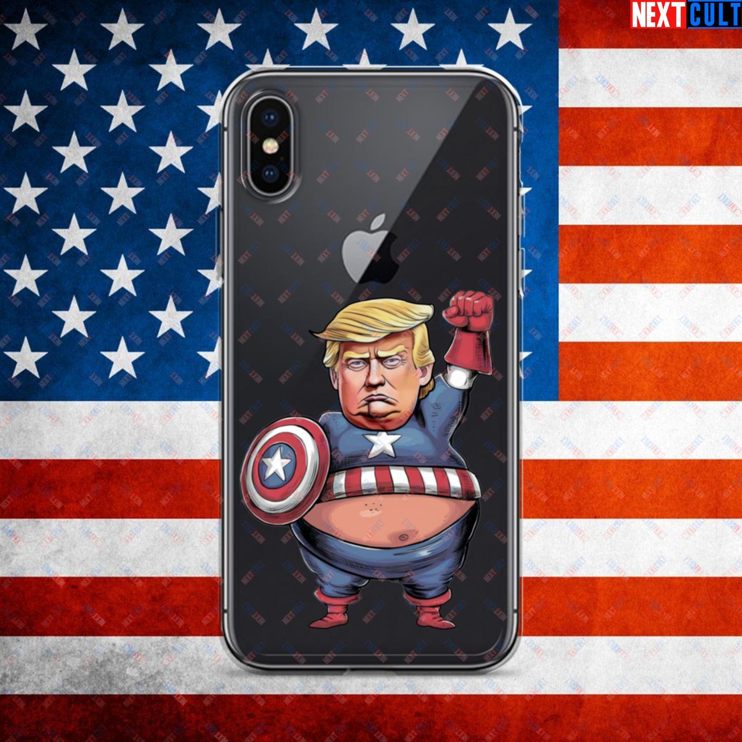 Donald Trump Captain America Clear Case for iPhone iPhone X XS Mobile Phone Cases Conspiracy Theories Donald Trump Politics Republicans Next Cult Brand