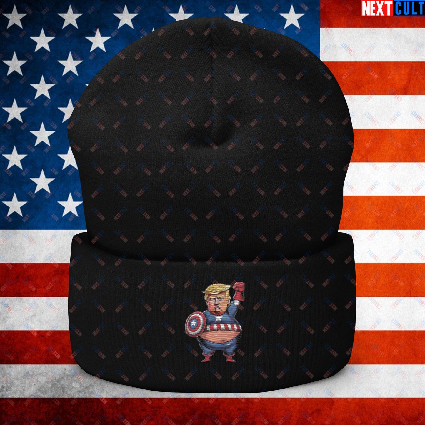 Donald Trump Captain America Cuffed Beanie Black Hats Conspiracy Theories Donald Trump Politics Republicans Next Cult Brand